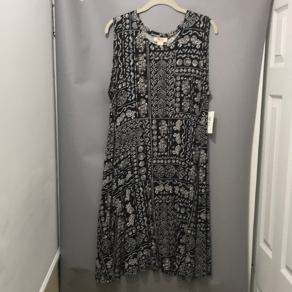 Style&co Women’s Dress Black Print Size Large